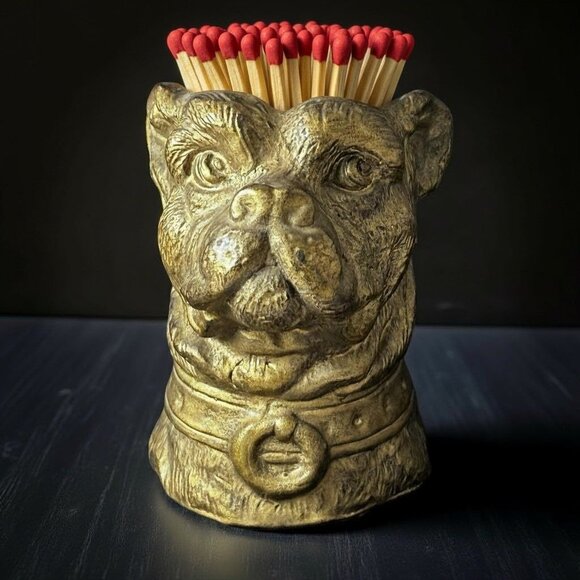 Vintage Bulldog Head Holder – Gold Resin, Mold 1368 – English Club, Gentlemen’s - Picture 10 of 12